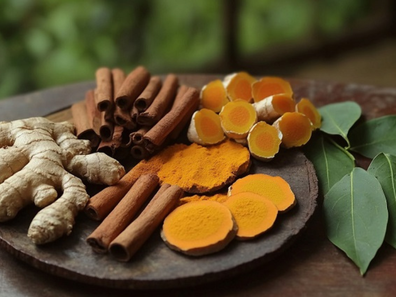 Ginger, cinnamon, and turmeric spices