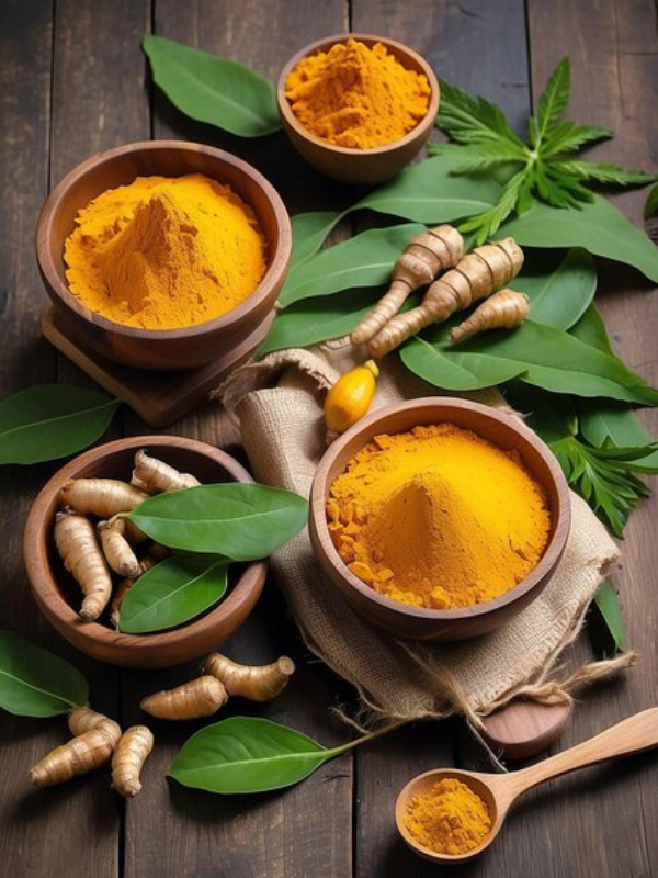 Herbs including turmeric and ginger